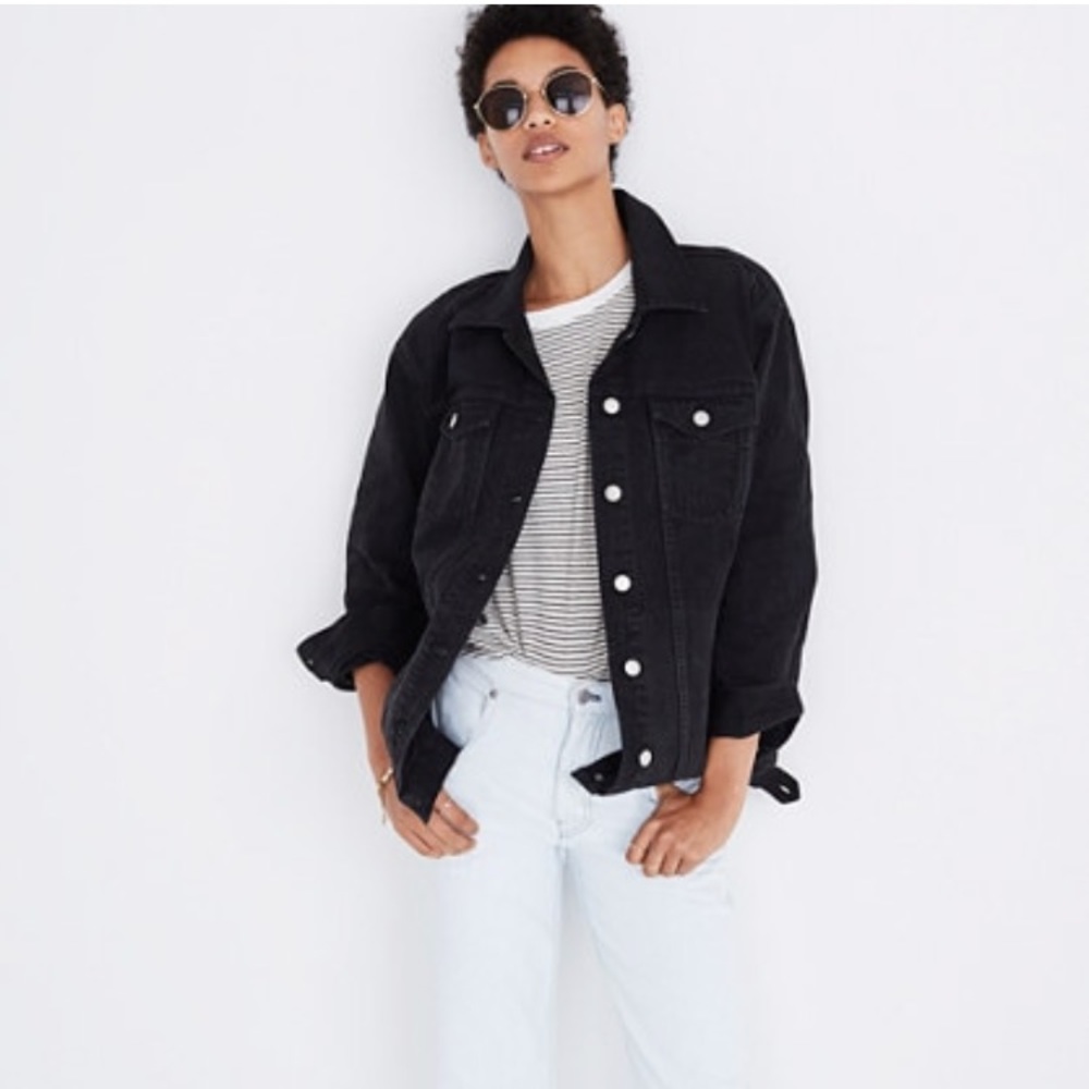 Madewell Oversized Lunar Black Denim Jacket Small
